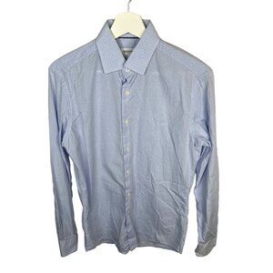 Duchamp Top Mens Medium Long Sleeve Button Down Shirt Blue Tailored Casual Work